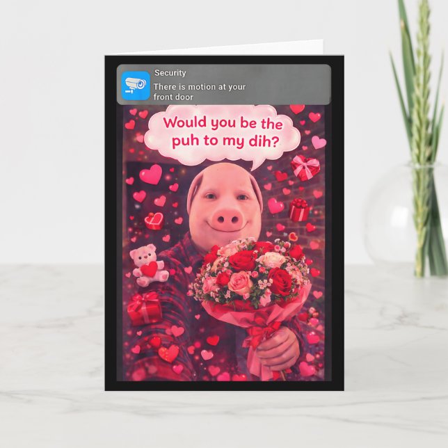 Funny Valentine Gen Z Humor Pork Couple Meme Dihhh Card (Front)