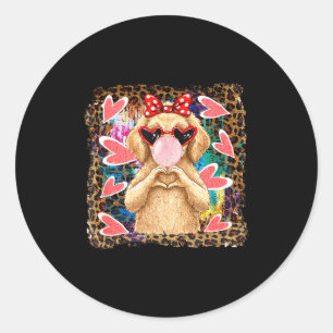 Funny valentine goldendoodle heart hands bubble bo classic round sticker