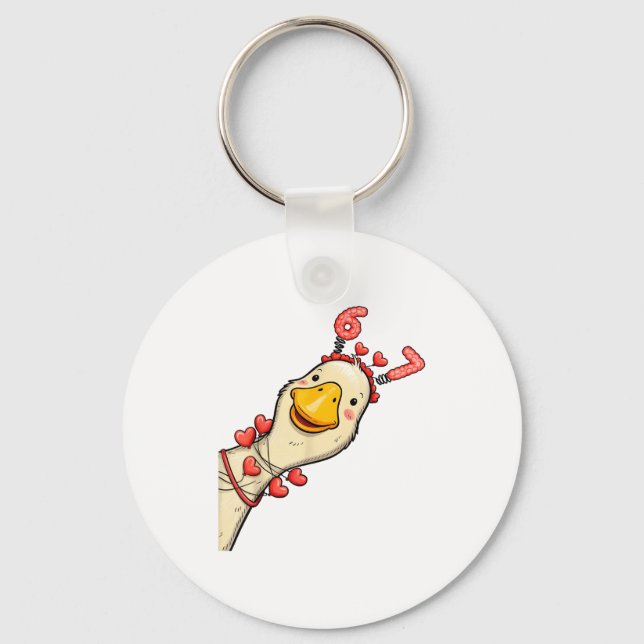 Funny Valentine Goose 6 7 Six Seven Meme Matching  Key Ring (Front)