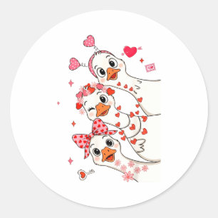 Funny Valentine Goose Nk Coquette Valentines Girls Classic Round Sticker