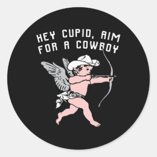 Funny Valentine Hey Cupid Classic Round Sticker