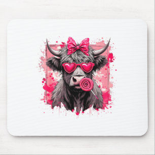 Funny Valentine Highland Cow Lollip Heart Art Nk L Mouse Pad