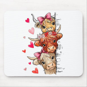 Funny Valentine Highland Cow Lover Hearts Cute Xox Mouse Pad