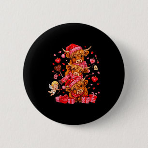 Funny Valentine Highland Cow Lover Xoxo Be Mine Cu 6 Cm Round Badge