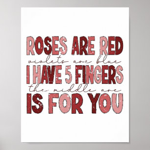 Funny Valentine I Have 5 Fingers The Middle One Is Poster