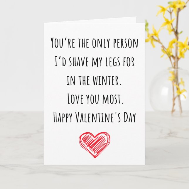 Funny Valentine I Shaved My Legs Folded Card (Yellow Flower)