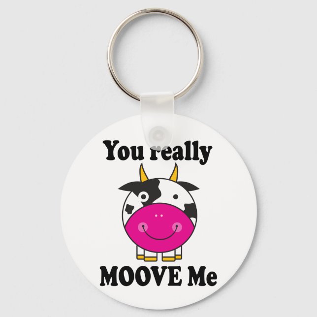Funny Valentine Moove Me Cow Gift Key Ring (Front)