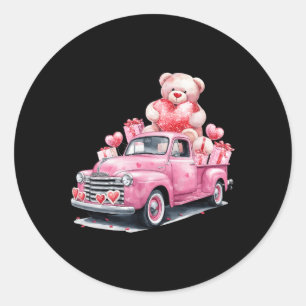 Funny Valentine Pink Lovely Car Womens Matching Va Classic Round Sticker