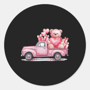 Funny Valentine Pink Lovely Car Womens Matching Va Classic Round Sticker