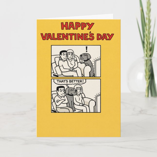 Funny Valentine’s Day Dog Comic Card (Front)