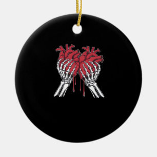 Funny Valentine Skeleton Heart Hands Classic Style Ceramic Tree Decoration
