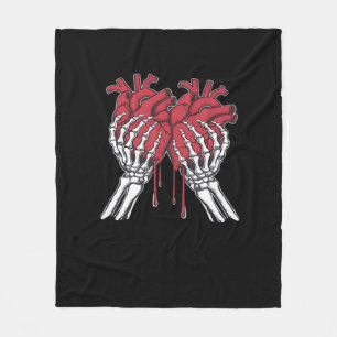 Funny Valentine Skeleton Heart Hands Classic Style Fleece Blanket