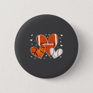 Funny Valentines Baseball Basketball Football Hear 6 Cm Round Badge