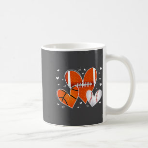 Funny Valentines Baseball Basketball Football Hear Coffee Mug