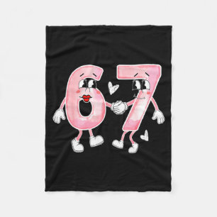 Funny Valentines Day 6 7 Six Seven Meme Valentine  Fleece Blanket