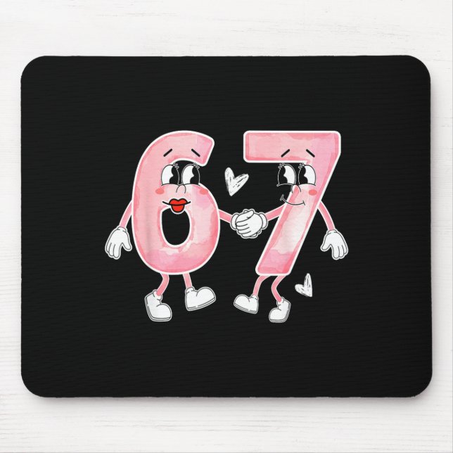 Funny Valentine's Day 6 7 Six Seven Meme Valentine Mouse Pad (Front)