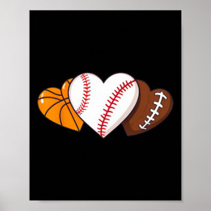 Funny Valentines Day Basketball Baseball Football  Poster