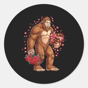 Funny Valentines Day Bigfoot Heart Love Sasquatch Classic Round Sticker