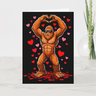 Funny Valentines Day Bigfoot Heart Sungles Sasquat Card