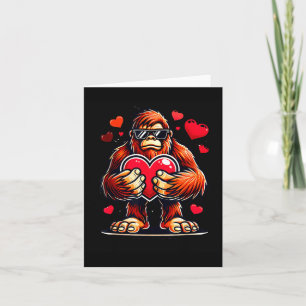 Funny Valentines Day Bigfoot Heart Sungles Sasquat Card