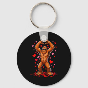 Funny Valentines Day Bigfoot Heart Sungles Sasquat Key Ring