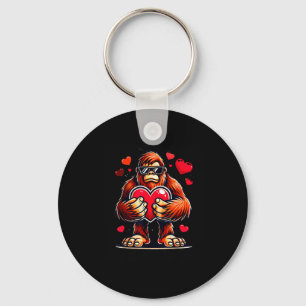 Funny Valentines Day Bigfoot Heart Sungles Sasquat Key Ring