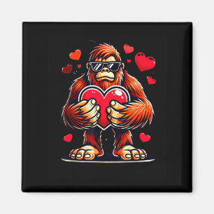 Funny Valentines Day Bigfoot Heart Sungles Sasquat Magnet