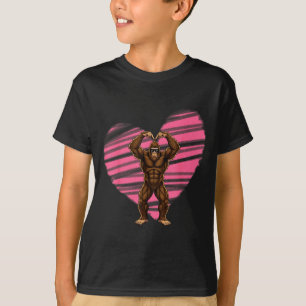 Funny Valentines Day Bigfoot Sungles In Heart Sasq T-Shirt