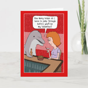 Funny Valentine's Day Card: Dolphin at Bar Holiday Card