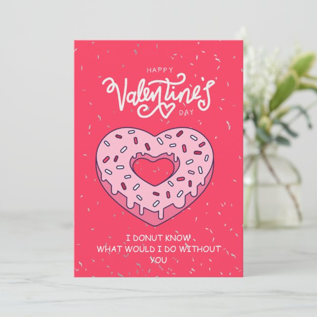 Funny Valentine's Day Card Doughnut Anniversary Ca (Standing Front)