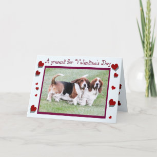 Funny "Valentine's Day" Card w/Bassets & Hearts