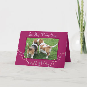 Funny Valentine's Day Card w/Cute Bassets & Bone