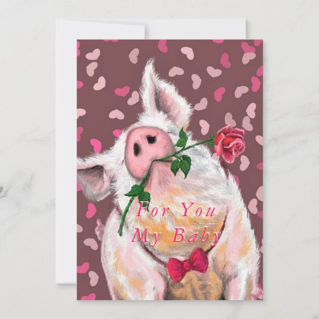 Funny Valentine's Day Card with Gentleman Pig (Back)