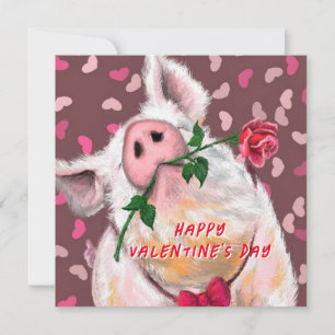 Funny Valentine's Day Card with Gentleman Pig