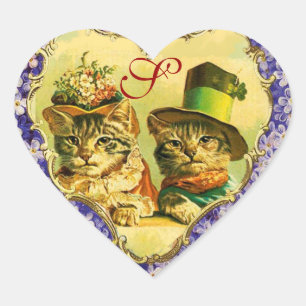 FUNNY VALENTINE'S DAY CATS WITH FLOWER HEART STICKER