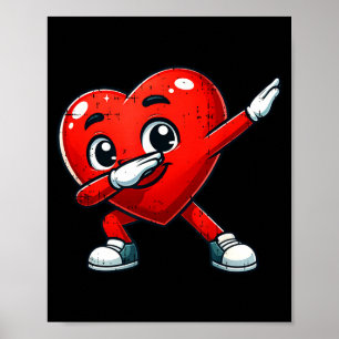 Funny Valentines Day Dabbing Heart Lover Men Kids Poster