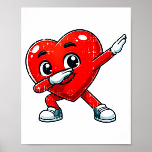 Funny Valentines Day Dabbing Heart Lover Men Kids  Poster