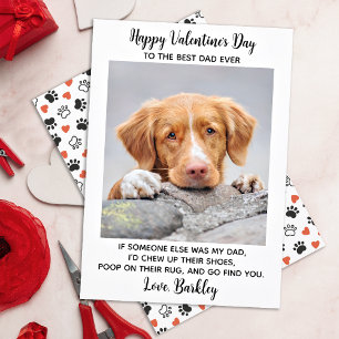 Funny Valentines Day DOG DAD Personalise Pet Photo Holiday Card