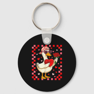 Funny Valentines Day Duck Heart Valentine Cud Kids Key Ring