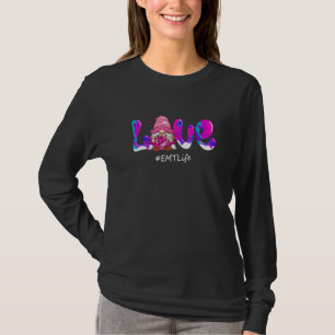 Funny Valentines Day Gnome Love Emt Life Nurse Ste T-Shirt
