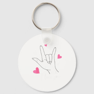 Funny Valentines Day Heart I Love You Hand Sign La Key Ring