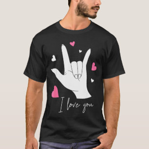 Funny Valentines Day Heart I Love You Hand Sign La T-Shirt
