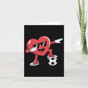 Funny Valentines Day Heart Playing Soccer Boys Gir Card