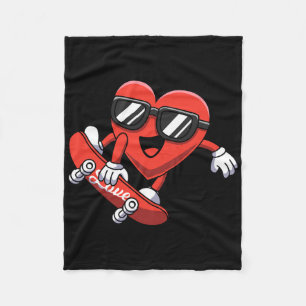 Funny Valentines Day Heart Skateboarding Boys Girl Fleece Blanket