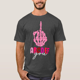Funny Valentine's Day Hearts Middle Finger Skeleto T-Shirt