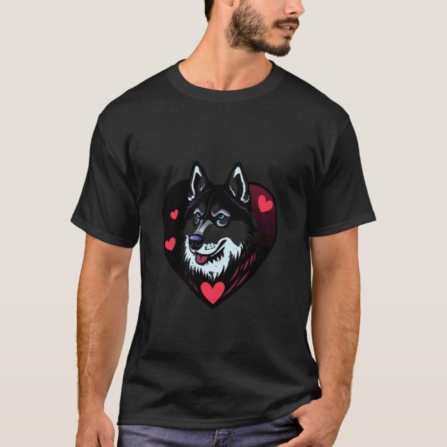 Funny Valentine's Day Husky Heart T-Shirt (Front)