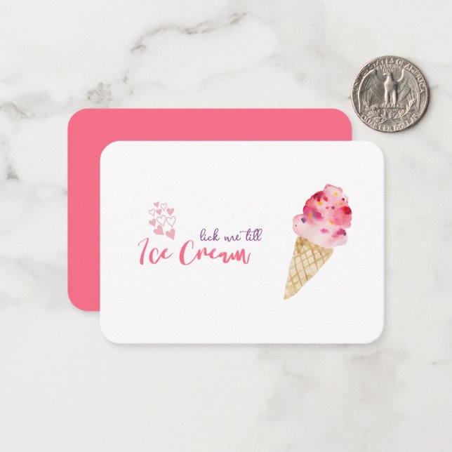 Funny Valentine's Day Ice Cream Joke Quote Card (Front/Back In Situ)