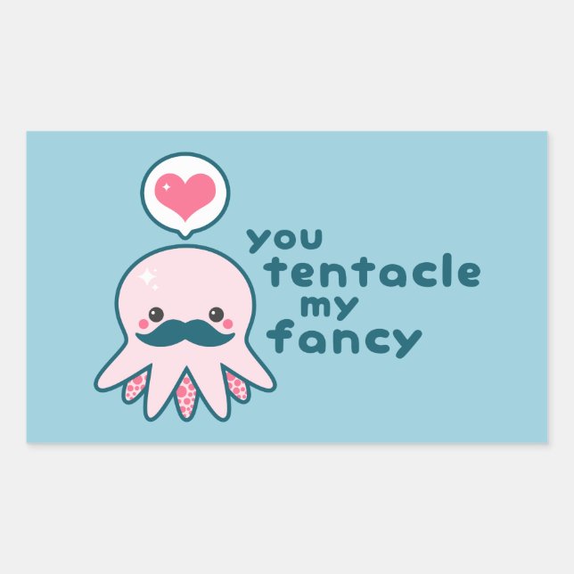 Funny Valentine's Day Octopus Rectangular Sticker (Front)