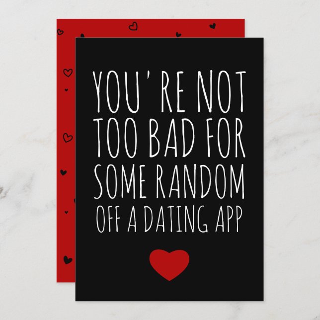 Funny Valentines Day Random Guy Dating App Card (Front/Back)