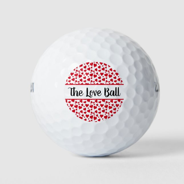 Funny Valentines Day Red Hearts Love Golf Balls (Front)
